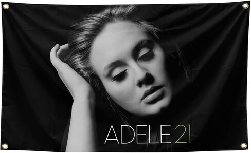 WiLLAb Pop Singer Album Cover 21 Tapestry Adele 3x5 Ft Funny Tapestry with Brass Grommets for College Dorm Room Decor, Meme Tapestry for Home Room Bedroom Decorations, black in Saudi Arabia