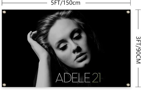 WiLLAb Pop Singer Album Cover 21 Tapestry Adele 3x5 Ft Funny Tapestry with Brass Grommets for College Dorm Room Decor, Meme Tapestry for Home Room Bedroom Decorations, black in Saudi Arabia