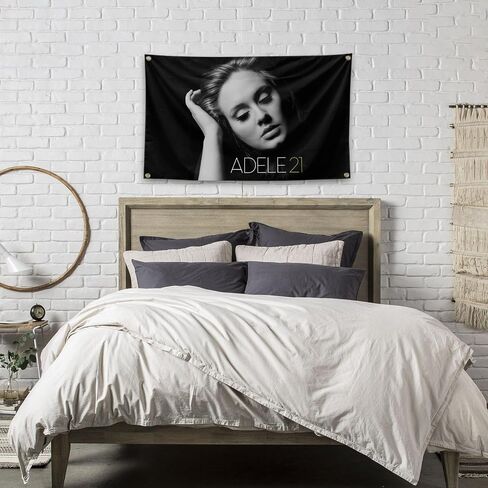 WiLLAb Pop Singer Album Cover 21 Tapestry Adele 3x5 Ft Funny Tapestry with Brass Grommets for College Dorm Room Decor, Meme Tapestry for Home Room Bedroom Decorations, black in Saudi Arabia