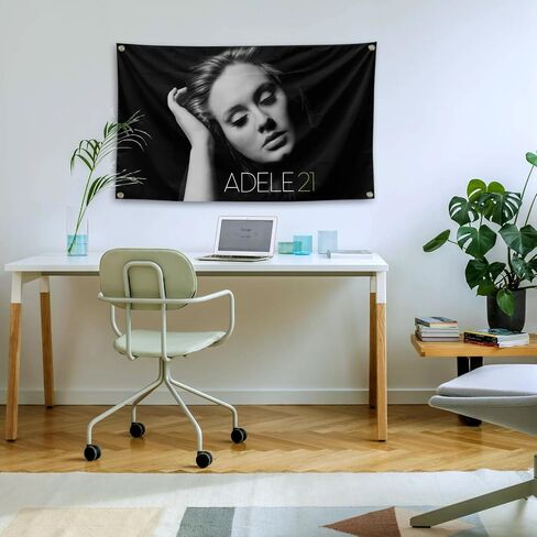 WiLLAb Pop Singer Album Cover 21 Tapestry Adele 3x5 Ft Funny Tapestry with Brass Grommets for College Dorm Room Decor, Meme Tapestry for Home Room Bedroom Decorations, black in Saudi Arabia