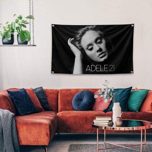 WiLLAb Pop Singer Album Cover 21 Tapestry Adele 3x5 Ft Funny Tapestry with Brass Grommets for College Dorm Room Decor, Meme Tapestry for Home Room Bedroom Decorations, black in Saudi Arabia