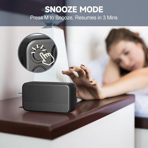 NiHome Alarm Clock Compatible with Android & iOS, Audio Timepiece with Dual Alarm, SD & USB Support, Quiet Operation, Energy-Efficient, 1200mAh Battery, 7hr Music Playback (Black) in Saudi Arabia