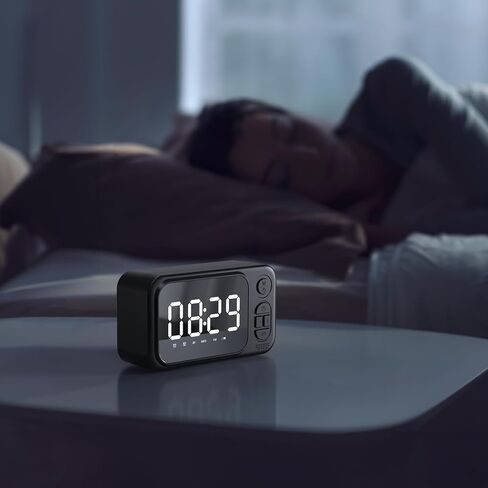 NiHome Alarm Clock Compatible with Android & iOS, Audio Timepiece with Dual Alarm, SD & USB Support, Quiet Operation, Energy-Efficient, 1200mAh Battery, 7hr Music Playback (Black) in Saudi Arabia