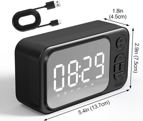 NiHome Alarm Clock Compatible with Android & iOS, Audio Timepiece with Dual Alarm, SD & USB Support, Quiet Operation, Energy-Efficient, 1200mAh Battery, 7hr Music Playback (Black) in Saudi Arabia