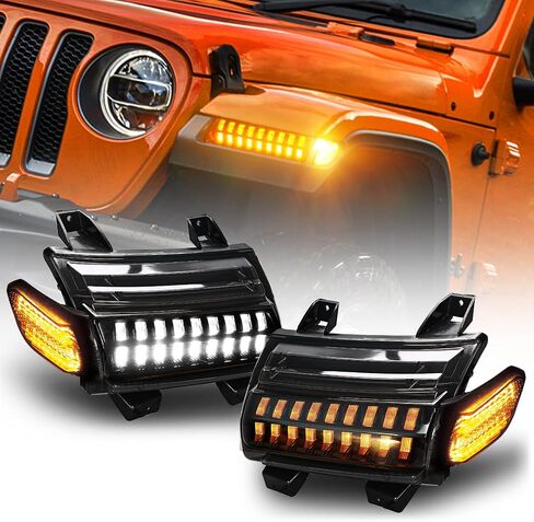 LED JL Fender Lights with LED Side Marker Lights Replace for Jeep Wrangler JL 2018-2022 Sahara, Rubicon, High Altitude Models with STOCK HALOGEN Turn Signal in Saudi Arabia