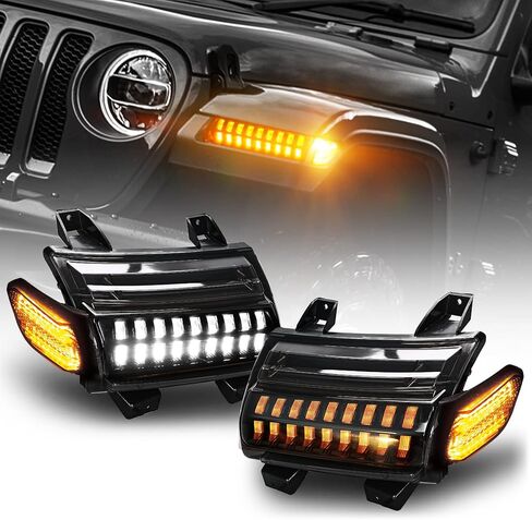 LED JL Fender Lights with LED Side Marker Lights Replace for Jeep Wrangler JL 2018-2022 Sahara, Rubicon, High Altitude Models with STOCK HALOGEN Turn Signal in Saudi Arabia