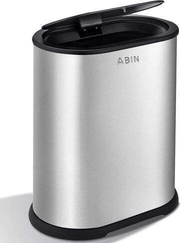 Bathroom Trash Can with Press Top Lid, 2.1 Gallon Small Slim Trash Can, Stainless Steel Narrow Garbage Can Wastebasket Trash Can,Removable Liner Bucket Trash Bin for Bathroom,Bedroom(Silver) in Kuwait