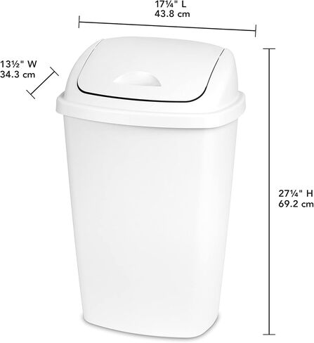 Sterilite 13 Gallon TouchTop Wastebasket w/ Lid, Opens with Touch, Trash Can for the Kitchen or Mudroom, White, 4-Pack in Saudi Arabia