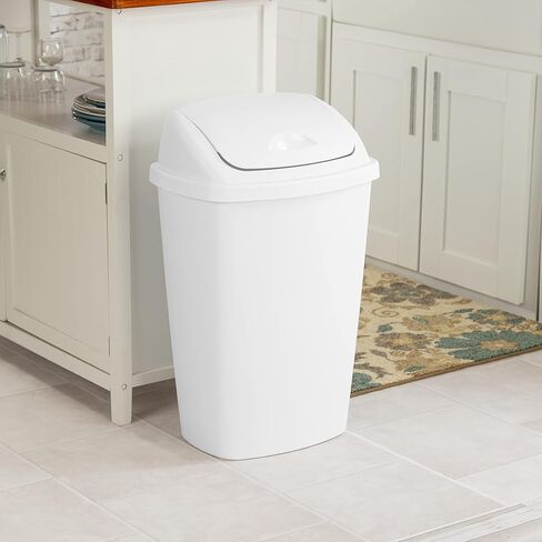 Sterilite 13 Gallon TouchTop Wastebasket w/ Lid, Opens with Touch, Trash Can for the Kitchen or Mudroom, White, 4-Pack in Saudi Arabia