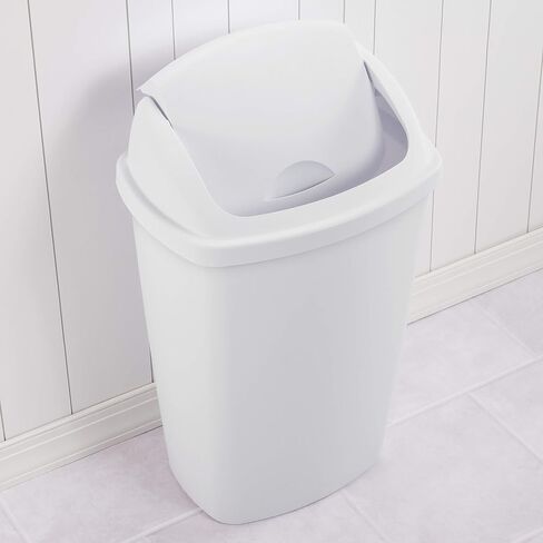 Sterilite 13 Gallon TouchTop Wastebasket w/ Lid, Opens with Touch, Trash Can for the Kitchen or Mudroom, White, 4-Pack in Saudi Arabia