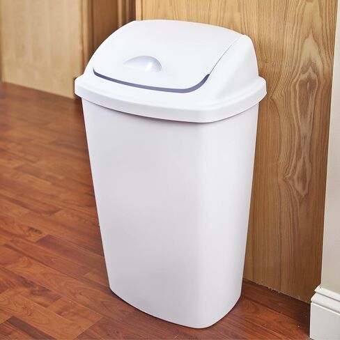 Sterilite 13 Gallon TouchTop Wastebasket w/ Lid, Opens with Touch, Trash Can for the Kitchen or Mudroom, White, 4-Pack in Saudi Arabia