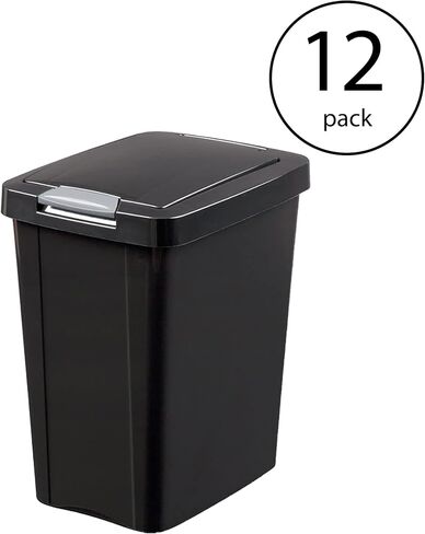 Sterilite 13 Gallon TouchTop Wastebasket w/ Lid, Opens with Touch, Trash Can for the Kitchen or Mudroom, White, 4-Pack in Saudi Arabia