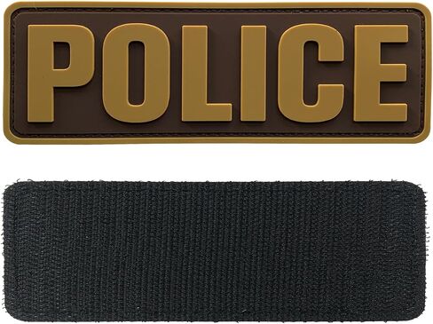 PVC Police Patch 6x2 inch All Black and White for Tactical Vest Dog Collar with Hook Fastener Back(All Black and White) in Saudi Arabia