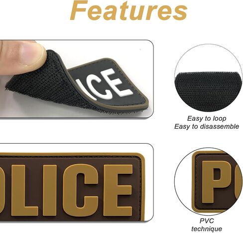 PVC Police Patch 6x2 inch All Black and White for Tactical Vest Dog Collar with Hook Fastener Back(All Black and White) in Saudi Arabia