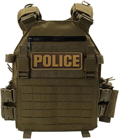 PVC Police Patch 6x2 inch All Black and White for Tactical Vest Dog Collar with Hook Fastener Back(All Black and White) in Saudi Arabia