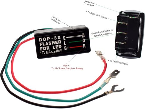 بدوره إشارة الروك التبديل الوامض مع المتعري الأخضر LED تشغيل / إيقاف / تشغيل ATV UTV عدة متوافقة مع RV مركبة على الطرق الوعرة بيك اب جرار قارب دراجة نارية 4Pin IP67 مفتاح داخلي للمحرك العالمي in Kuwait