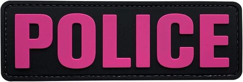 PVC Police Patch 6x2 inch All Black and White for Tactical Vest Dog Collar with Hook Fastener Back(All Black and White) in Saudi Arabia