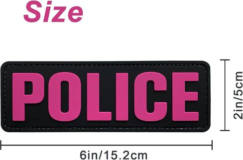 PVC Police Patch 6x2 inch All Black and White for Tactical Vest Dog Collar with Hook Fastener Back(All Black and White) in Saudi Arabia