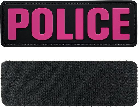 PVC Police Patch 6x2 inch All Black and White for Tactical Vest Dog Collar with Hook Fastener Back(All Black and White) in Saudi Arabia