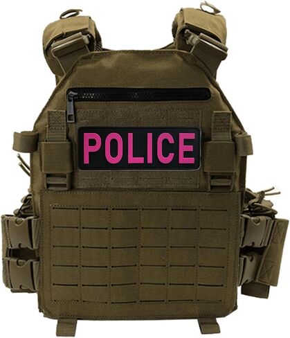 PVC Police Patch 6x2 inch All Black and White for Tactical Vest Dog Collar with Hook Fastener Back(All Black and White) in Saudi Arabia