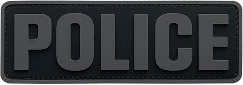 PVC Police Patch 6x2 inch All Black and White for Tactical Vest Dog Collar with Hook Fastener Back(All Black and White) in Saudi Arabia