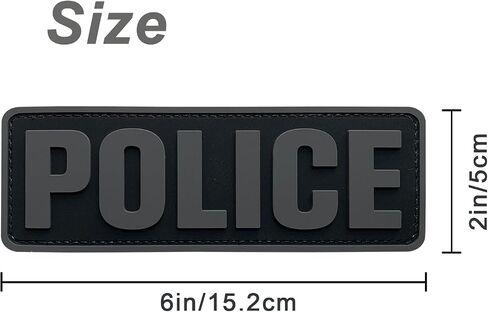 PVC Police Patch 6x2 inch All Black and White for Tactical Vest Dog Collar with Hook Fastener Back(All Black and White) in Saudi Arabia