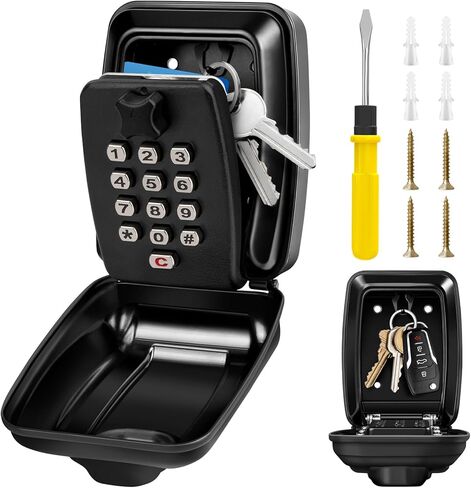 Key Safe Outdoor Waterproof 12 Digit Combination Lockbox Super Security Extra Large Key Box Police Approved Key Storage Box with Weatherproof Cover for Home Garage Office School in Saudi Arabia