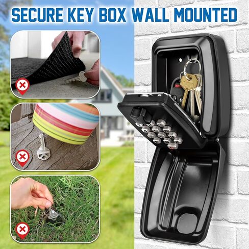 Key Safe Outdoor Waterproof 12 Digit Combination Lockbox Super Security Extra Large Key Box Police Approved Key Storage Box with Weatherproof Cover for Home Garage Office School in Saudi Arabia