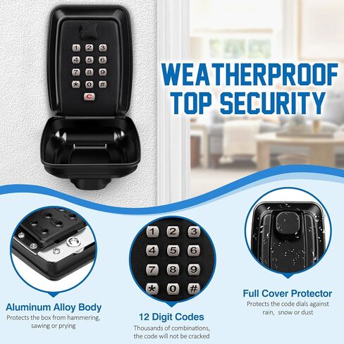 Key Safe Outdoor Waterproof 12 Digit Combination Lockbox Super Security Extra Large Key Box Police Approved Key Storage Box with Weatherproof Cover for Home Garage Office School in Saudi Arabia