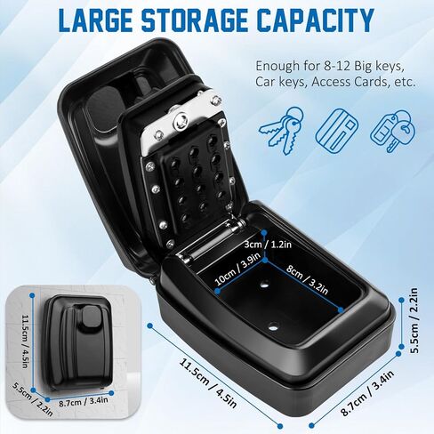 Key Safe Outdoor Waterproof 12 Digit Combination Lockbox Super Security Extra Large Key Box Police Approved Key Storage Box with Weatherproof Cover for Home Garage Office School in Saudi Arabia