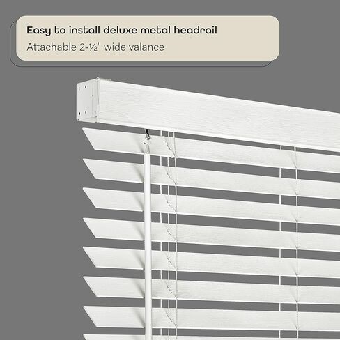 Cordless Room Darkening Plantation Blind - 48 Inch Width, 64 Inch Length, 2" Vinyl Slat Size - White - GII Madera Falsa Faux Wood, Light Filtering Horizontal Windows Blinds by Achim Home Decor in Kuwait