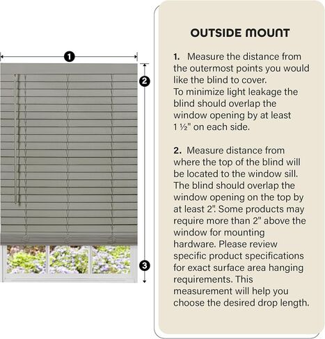 Cordless Room Darkening Plantation Blind - 48 Inch Width, 64 Inch Length, 2" Vinyl Slat Size - White - GII Madera Falsa Faux Wood, Light Filtering Horizontal Windows Blinds by Achim Home Decor in Saudi Arabia