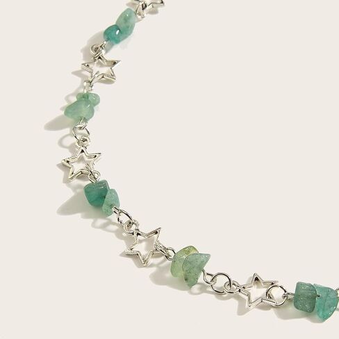 Y2k Star Necklace Gothic Star Choker Necklace Pearl Charms Star Necklaces Natural Stone Healing Crystal Star Y2K Necklace Summer Jewelry for Teen Girls Women in Saudi Arabia