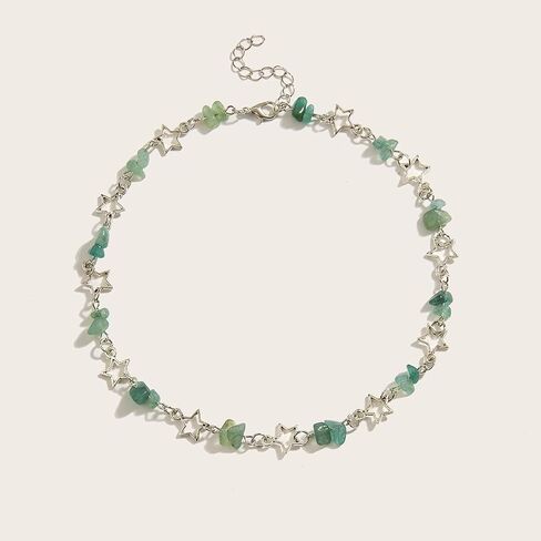 Y2k Star Necklace Gothic Star Choker Necklace Pearl Charms Star Necklaces Natural Stone Healing Crystal Star Y2K Necklace Summer Jewelry for Teen Girls Women in Saudi Arabia