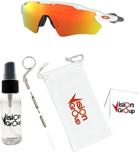 Oakley OO9208 Radar Ev Path Sunglasses+ Vision Group Accessories Bundle for mens (Polished White/ Fire Iridium (920816) in Saudi Arabia