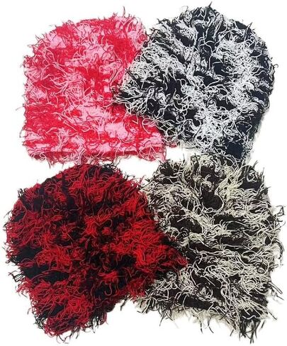CORIRESHA Unisex Distressed Beanie Fuzzy Knitted Hat Winter Warm Outdoor Cap in Saudi Arabia