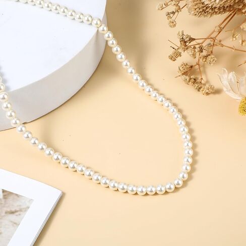 Pearl Necklaces for Women Elegant Imitation Pearl Choker Necklace Delicate Bridesmaid Jewelry Gift Perfect for Daily Wear, Party, Wedding in Saudi Arabia