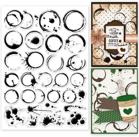 GLOBLELAND Coffee Tea Stains Clear Stamps for DIY Scrapbooking Splash Background Text Silicone Stamp Seals Transparent Stamp for Cards Making Photo Album Journal Home Decoration 11.69×8.27inch in Saudi Arabia
