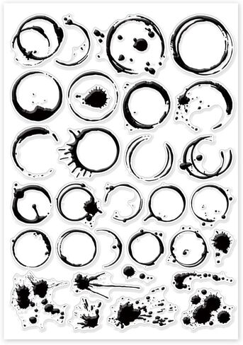 GLOBLELAND Coffee Tea Stains Clear Stamps for DIY Scrapbooking Splash Background Text Silicone Stamp Seals Transparent Stamp for Cards Making Photo Album Journal Home Decoration 11.69×8.27inch in Saudi Arabia