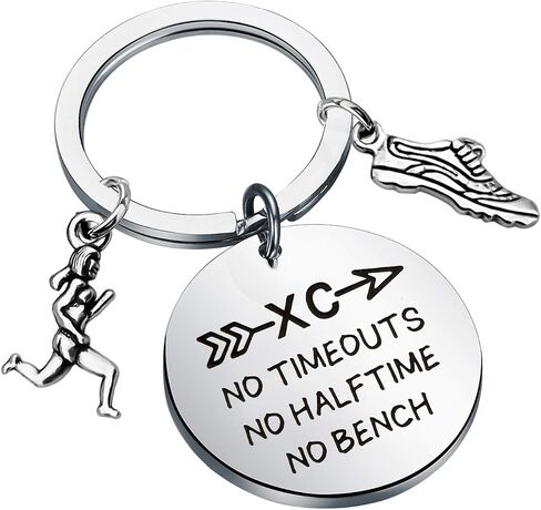 CHOORO Cross Country Jewelry XC Runner Keychain XC No Timeouts No Halftime No Bench Running Shoe Charm Keychain in Saudi Arabia