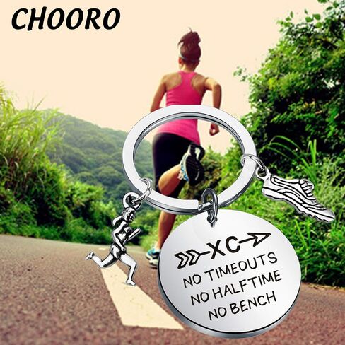 CHOORO Cross Country Jewelry XC Runner Keychain XC No Timeouts No Halftime No Bench Running Shoe Charm Keychain in Saudi Arabia