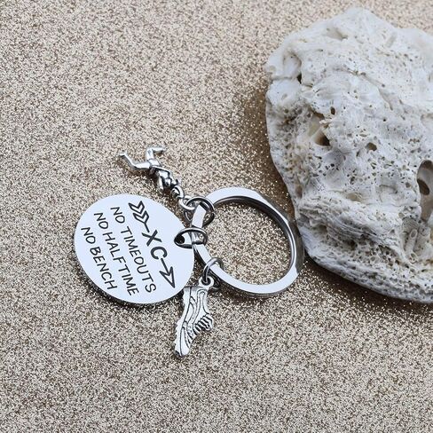 CHOORO Cross Country Jewelry XC Runner Keychain XC No Timeouts No Halftime No Bench Running Shoe Charm Keychain in Saudi Arabia