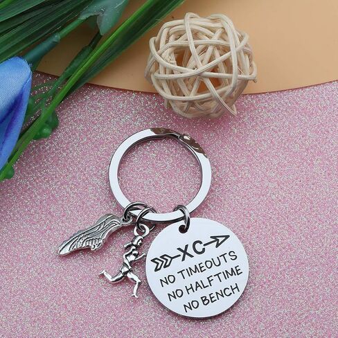 CHOORO Cross Country Jewelry XC Runner Keychain XC No Timeouts No Halftime No Bench Running Shoe Charm Keychain in Saudi Arabia