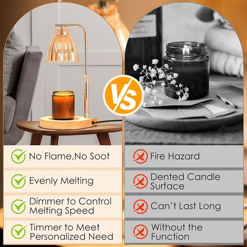 Candle Warmer Lamp Gifts for Women - Metal Base, Glass Lampshade, Adjustable Height with Timer and Dimmer, by JOFLY in Saudi Arabia