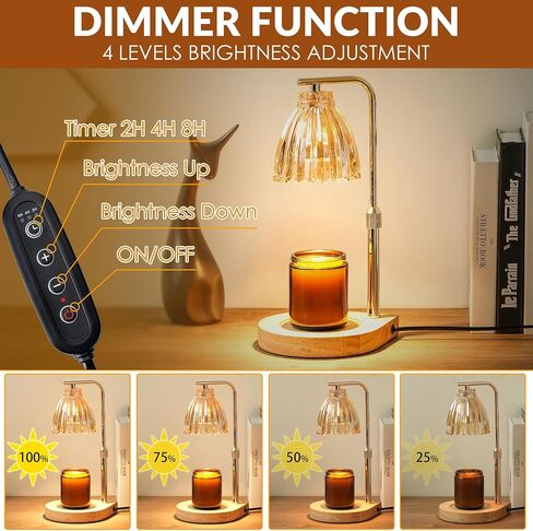 Candle Warmer Lamp Gifts for Women - Metal Base, Glass Lampshade, Adjustable Height with Timer and Dimmer, by JOFLY in Saudi Arabia
