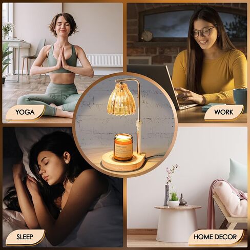 Candle Warmer Lamp Gifts for Women - Metal Base, Glass Lampshade, Adjustable Height with Timer and Dimmer, by JOFLY in Saudi Arabia