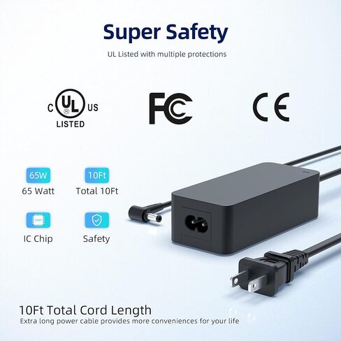 65W UL Listed AC Charger Adapter Fit for Getac V110G3 V110G4 F110 S410G2 T800 A140 K120 Models Tablet Laptop Power Supply Cord in Saudi Arabia