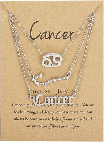 3pcs Zodiac Necklaces 12 Constellation Pendant Necklace Astrology Horoscope Old English Zodiac Sign Necklace Jewelry with Message Card for Women Girls Jewelry in Saudi Arabia