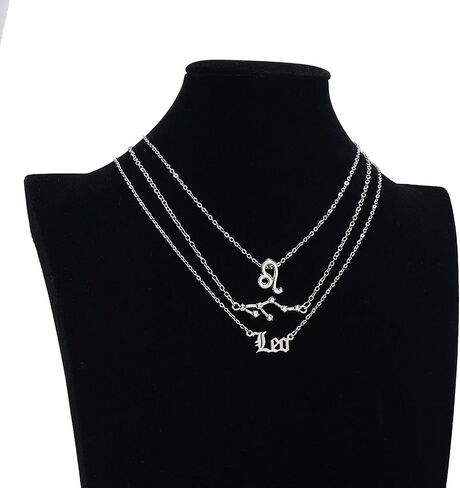3pcs Zodiac Necklaces 12 Constellation Pendant Necklace Astrology Horoscope Old English Zodiac Sign Necklace Jewelry with Message Card for Women Girls Jewelry in Saudi Arabia