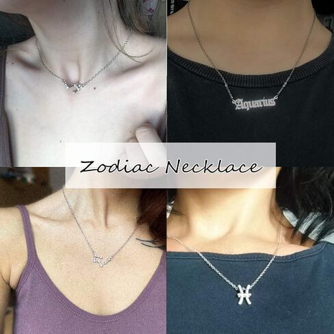 3pcs Zodiac Necklaces 12 Constellation Pendant Necklace Astrology Horoscope Old English Zodiac Sign Necklace Jewelry with Message Card for Women Girls Jewelry in Saudi Arabia